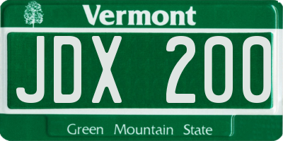 VT license plate JDX200