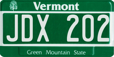 VT license plate JDX202