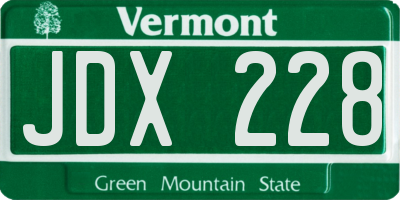 VT license plate JDX228
