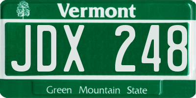 VT license plate JDX248
