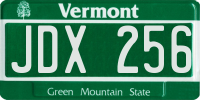 VT license plate JDX256