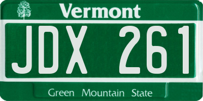 VT license plate JDX261