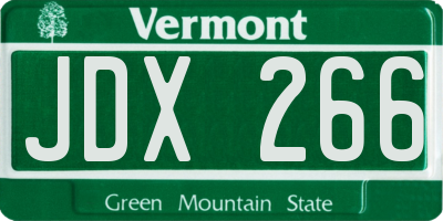 VT license plate JDX266