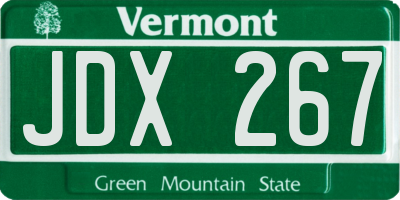 VT license plate JDX267