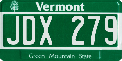 VT license plate JDX279