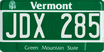 VT license plate JDX285