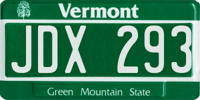 VT license plate JDX293