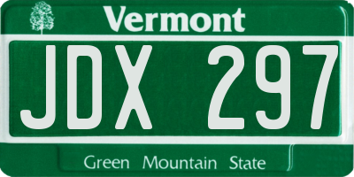 VT license plate JDX297