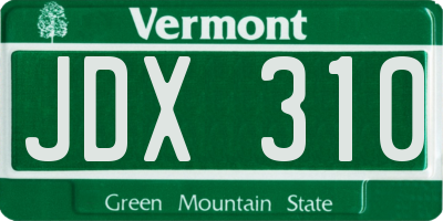 VT license plate JDX310