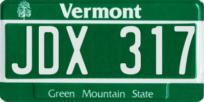 VT license plate JDX317