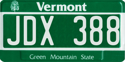VT license plate JDX388