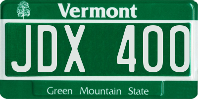 VT license plate JDX400