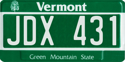 VT license plate JDX431