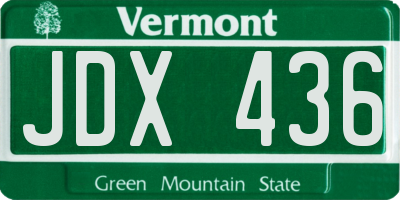 VT license plate JDX436