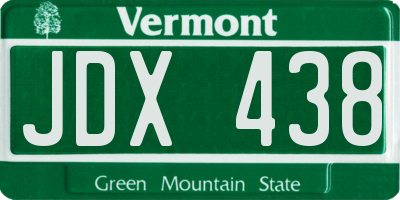 VT license plate JDX438