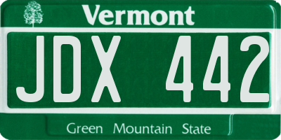 VT license plate JDX442