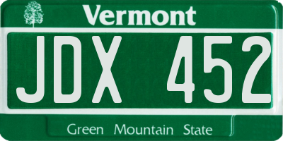 VT license plate JDX452