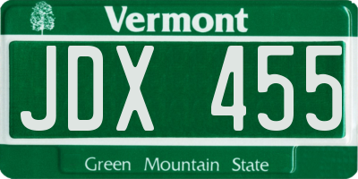 VT license plate JDX455