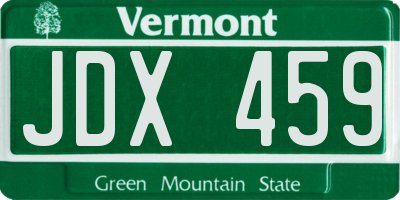 VT license plate JDX459