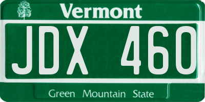 VT license plate JDX460