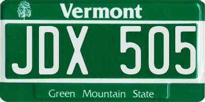 VT license plate JDX505