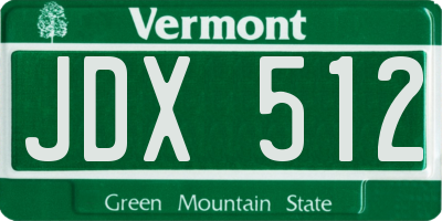 VT license plate JDX512