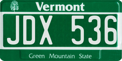 VT license plate JDX536