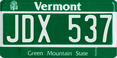 VT license plate JDX537