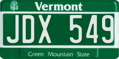 VT license plate JDX549