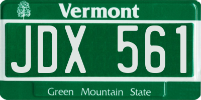 VT license plate JDX561