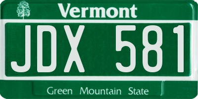 VT license plate JDX581