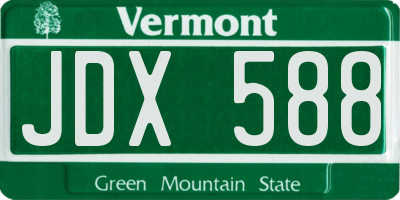 VT license plate JDX588