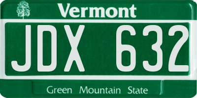 VT license plate JDX632