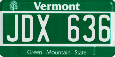 VT license plate JDX636