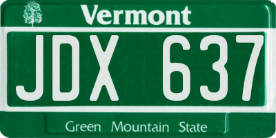 VT license plate JDX637