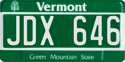 VT license plate JDX646