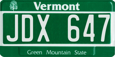 VT license plate JDX647