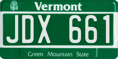 VT license plate JDX661