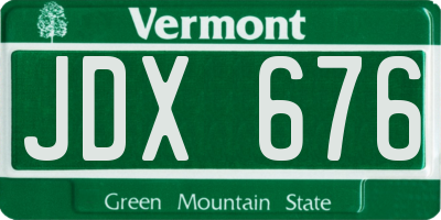 VT license plate JDX676
