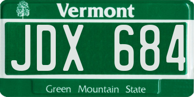 VT license plate JDX684