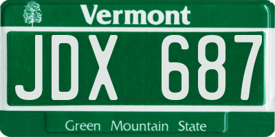 VT license plate JDX687