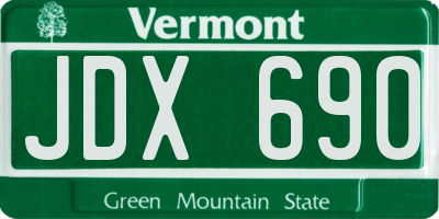 VT license plate JDX690