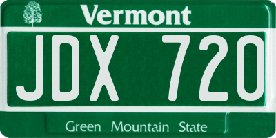 VT license plate JDX720