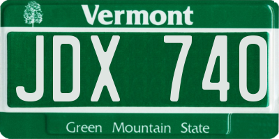 VT license plate JDX740