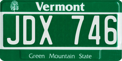 VT license plate JDX746