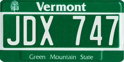 VT license plate JDX747