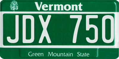 VT license plate JDX750