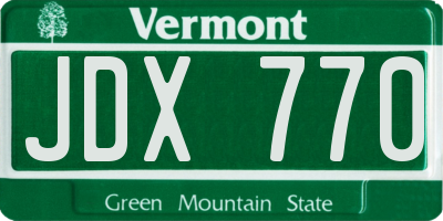 VT license plate JDX770