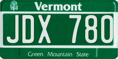 VT license plate JDX780