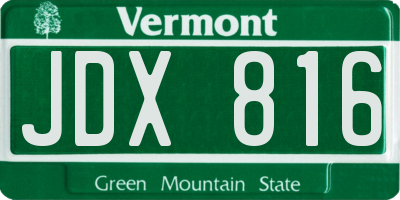 VT license plate JDX816